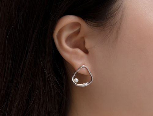 鏤空絲帶珍珠耳環